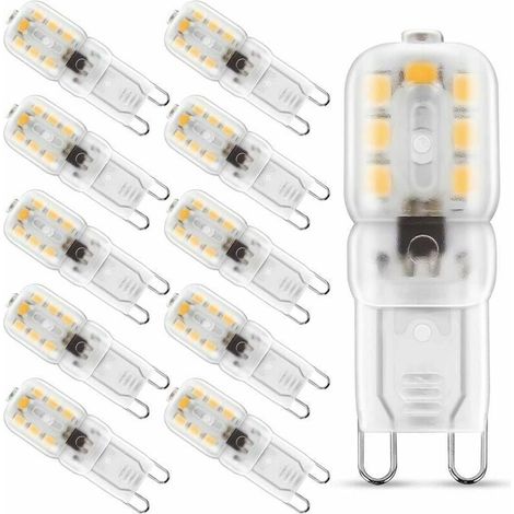 Tonchean Ampulle Led G9, 3 W G9 Warmweiß 3000 K, G9-sockel, 10 Stück, Led-glühbirne, 25 W Äquivalente Halogenlampe, 230 V Ac, 200 Lm, 360° Breiter Strahl