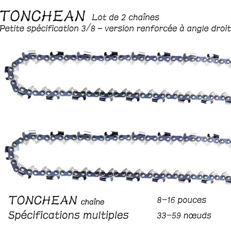 Tonchean Kettensägenschiene Und Kette, 2er-pack Kettensägenkette Mit Geringem Rückschlag 3/8" Lp 45 Glieder Für Kettensäge (12 Zoll) 22-teiliges Sägeblatt – Rechtwinkliges Segment Galvanisiert
