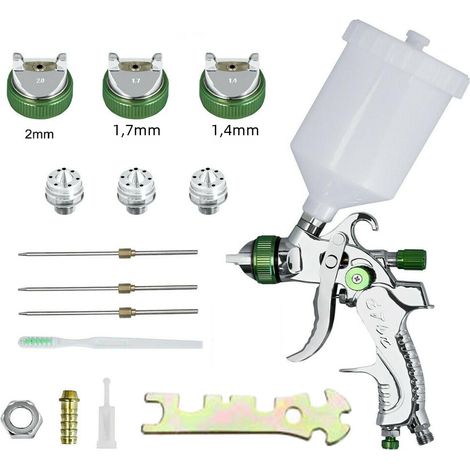Tonchean Professionelle Hvlp-farbspritzpistole 0,8/1,0/1,4/1,7/2,0 Mm Schwerkraft-airbrush-düse Für Die Automobillackierung, Pneumatischer Antrieb, Leerlaufgeschwindigkeit 3300 U/min, Griffart Schwerk