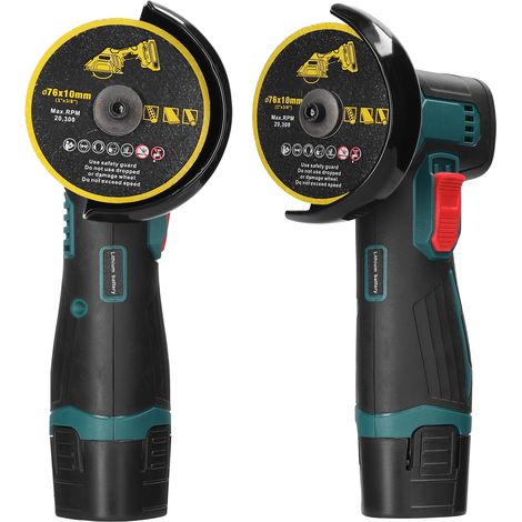 Tonysa Akku-winkelschleifer 19500 U/min, 12 V Mini-schleifmaschine, Elektrisches Schleifwerkzeug Mit 2 X 1300 Mah-batterien Und Schleifscheibe, Zum Schneiden Von Poliertem Ziegel, Holz, Stein, Stahl