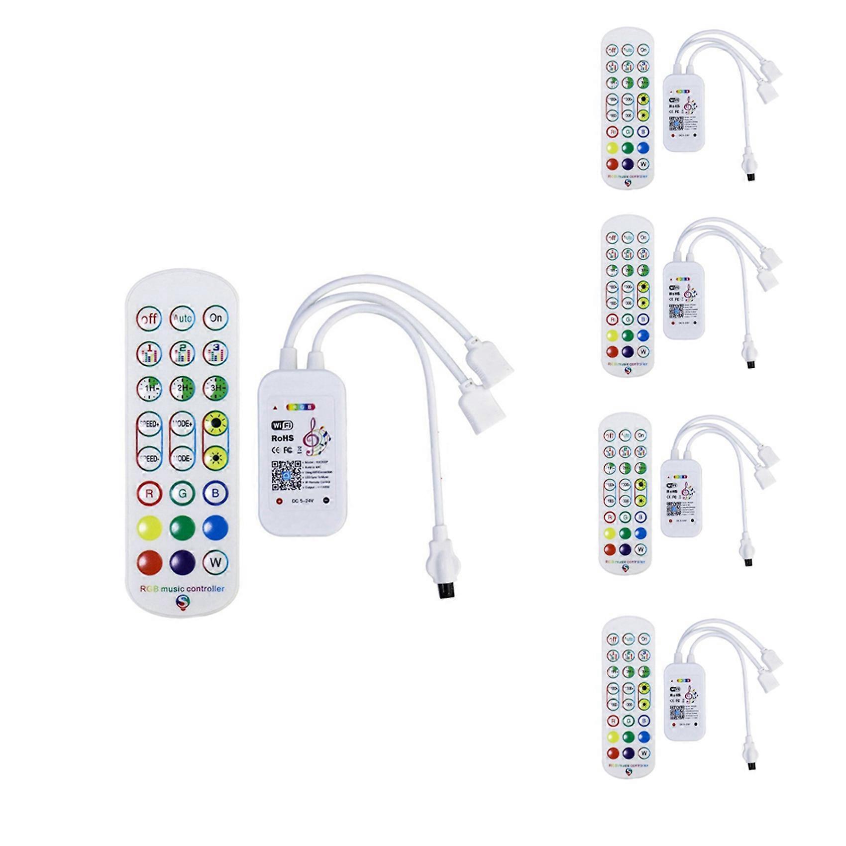 Lot De 5 Contrôleurs Tuya Wifi Rgb Pour Rubans Led 3528, 2835 Et 5050, Avec Télécommande À 24 Touches.