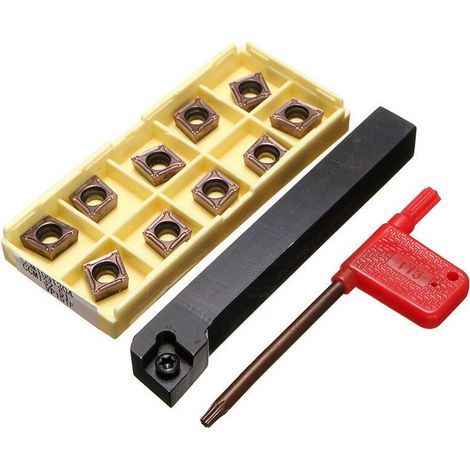 Tonchean – 12 X 100 Mm Drehmeißelhalter Mit 10 Ccmt09t304-hartmetallklingen – Hohe Steifigkeit Für Die Gusseisenbearbeitung – Schneller Klingenwechsel – Ccmt09t304-pm