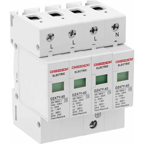 Tonchean – 4p-überspannungsschutz Für Elektrische Schalttafeln – 40-ka-niederspannungsschutz – 385-v-spannung – Din-schieneninstallation – Integrierte Statusanzeige – Dz47y-40ka