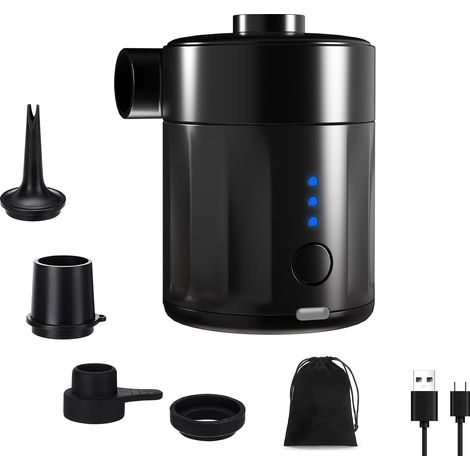 Tragbare Elektrische Luftpumpe Für Schlauchboote – Wiederaufladbare 2-in-1-luftpumpe Für Luftmatratzen, Tragbare Mini-vakuumpumpe Mit 4 Spitzen Und Aufbewahrungstasche, Für Luftmatratzen,