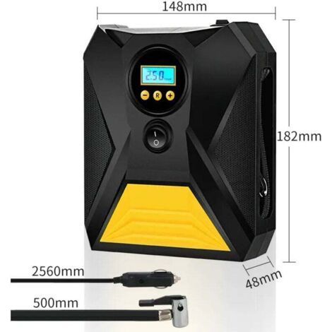 Tragbarer Autoreifenfüller Mit Digitalanzeige, 12-v-luftkompressor, Speicherfunktion, Automatische Abschaltung, Led-licht, (gelb)