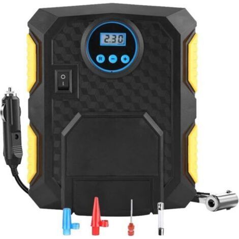 Tragbarer Luftkompressor, 12 V, 150 Psi, Wiederaufladbar, Lcd-display, Zigarettenanzünder, 35 L/min, 3 Adapter, Auto, Motorrad, Fahrrad – Kzq
