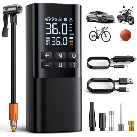 Tragbarer Mini-luftkompressor Mit 150 Psi, 7200 Mah, Kabelloser Autoreifenfüller, Elektrischer Reifenfüller Für Fahrräder, Autos, Motorräder, Bälle, Mit Led-licht, Schnelles Aufpumpen, Automatische Ab