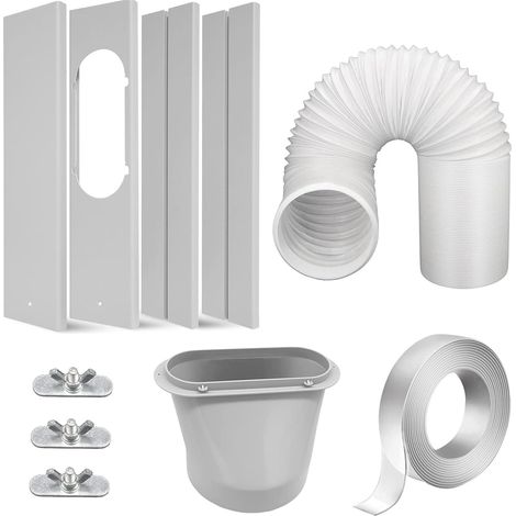 Tragbares Fenster-set Für Klimaanlagen – Langlebiges Pvc – Verstellbare Länge Von 43–140 Cm – Dichtungsstreifen Für Schiebefenster
