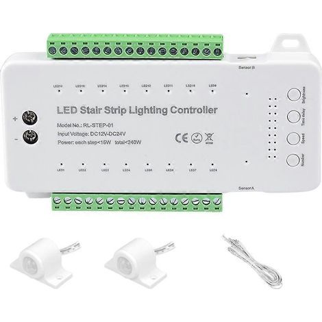 Treppen-led-bewegungssensor-controller Dc12v 24v 16-kanal-innen-pir-nachtlichtdimmer Für Treppen Flexibler Streifen(a)