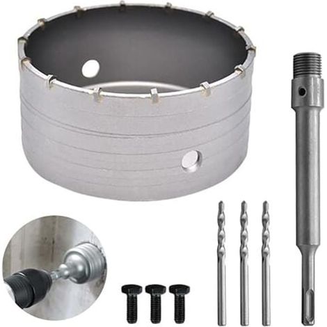 Trimec – 160-mm-bimetall-lochsäge Für Beton – 220-mm-sds-plus-adapter – 3 110-mm-zentrierbohrer – Sauberes Und Präzises Schneiden