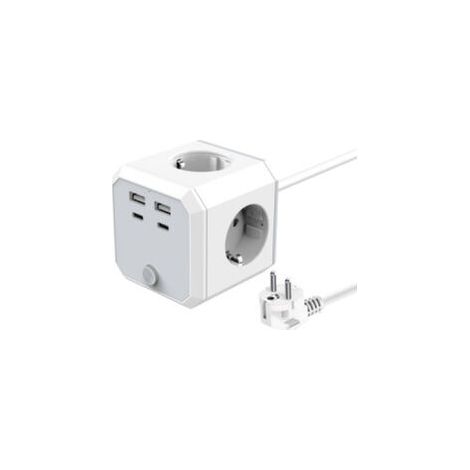 Trimec – Cube-steckdosenleiste Mit 4 Steckdosen Und 3 Usb-anschlüssen – 1,8 M Langes Verlängerungskabel Für Zuhause Und Büro – Kompaktes Design Zur Platzoptimierung – 4 Steckdosen