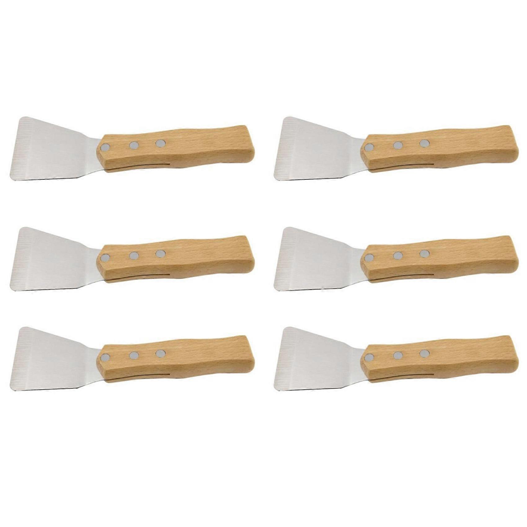 Lot De 6 Spatules À Poser Au Plafond Avec Manche En Bois, Accessoires Pour La Pose De Films Étirables Et Le Soudage (grand Format).