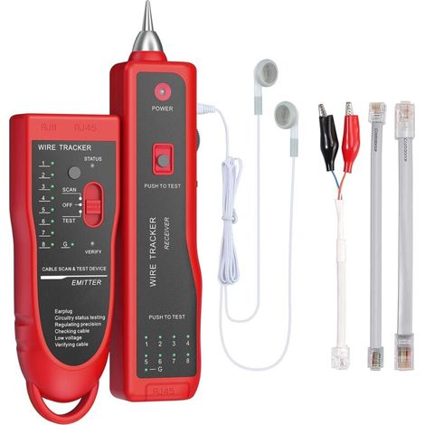 Ulisem Wire Tracker Rj11 Rj45 Finder Ethernet Lan Multifunktions-toner Tracer Netzwerkkabelsortierung Telefon-durchgangstester (rot)
