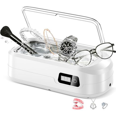 Ultraschallreiniger, 49000 Hz Ultraschallreiniger, 600 Ml Ultraschallreiniger, Ultraschall-brillenreiniger, Mit 4 Timer-einstellungen, Led-anzeige, Für Schmuck, Ring, Dental, Silber