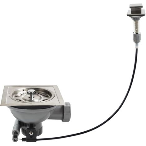 Union – Kompletter Quadratischer Spülbeckenablauf Für Alte Spüle – Edelstahl Und Polypropylen – Durchmesser 11,8 Cm – Standard-anschlusskonfiguration