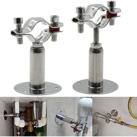 Union – Verstellbare Rohrschelle Aus Edelstahl 304 – Durchmesser 25–27 Mm – Höhe 50–100 Mm – 3 Schraubenlöcher Für Wandmontage – Packung Mit 2 Stück