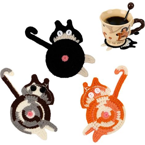 Untersetzer Geschenke Für Katzenliebhaber, Originelle Und Lustige Gewebte Untersetzer, Tischschutz (3er-set)
