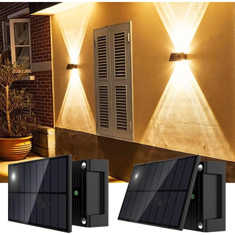 Up And Down Solar-wandleuchte, Outdoor-solarlampe, Warmweiß, Wasserdichte Led-beleuchtung, Kabellose Wandleuchte, Wasserdichter Zaun