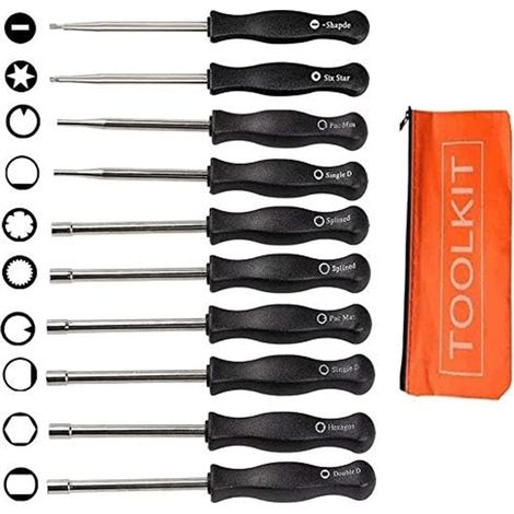 Set Mit 10 Universellen Vergasereinstellstangen, Geliefert In Einer Orangefarbenen Tasche, Praktisches Werkzeug Für Die Reparatur Von Verbrennungsmotoren.