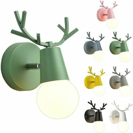 Wandleuchte Aus Eisen Für Den Innenbereich In Form Eines Hirschgeweihs, Wandleuchte Für Kinderzimmer In Macaron-farbe, Wandleuchte Für Den Innenbereich Im Einfachen Und Modernen Stil (vert