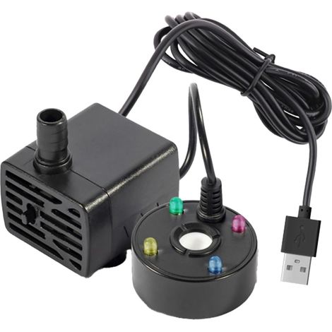 Wasserpumpe Mit 5-v-usb-nebelmacher Für Brunnen, Teich Und Nebel, Led-lichter, Für Halloween, Party, Garten, Steingarten, Hof Im Freien (schwarz)