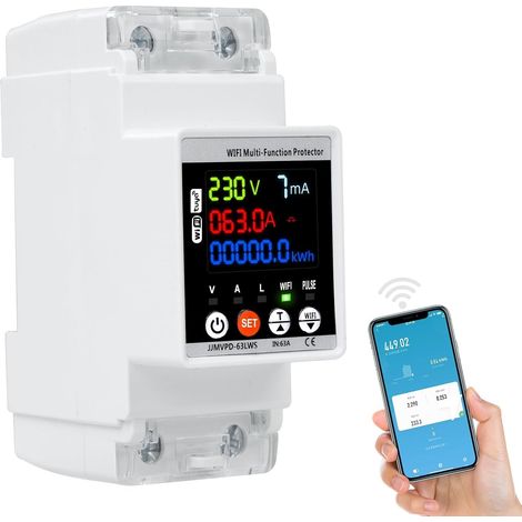 Wifi-stromzähler, 63 A, Intelligenter Energiezähler, Digitaler Stromverbrauchsmonitor, Über- Und Unterspannungsschutzschalter
