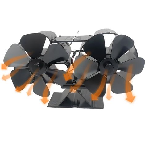 Wärmebetriebener Holzofenventilator, Leiser Doppelmotor, 6 Flügel, Nicht Elektrischer, Wärmeaktivierter Kaminventilator Mit Ständer Und Magnetischem Thermometer, Perfekt Für