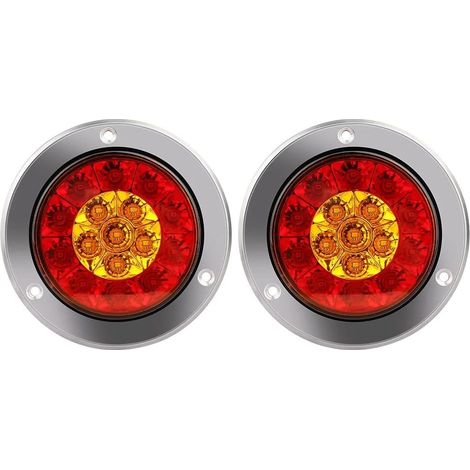Ymyny Runde Led-bremslichtlampe, 4 X 4 Zoll Rot-bernsteinfarbene Led-rücklicht-anzeigelampe