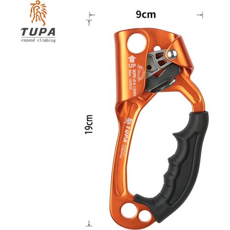 Zertifizierte Handkletter-aufsteiger, Baumpfleger, Abseilausrüstung, Seilklemme Für 812 Mm Seil – Orange [rechte Hand].