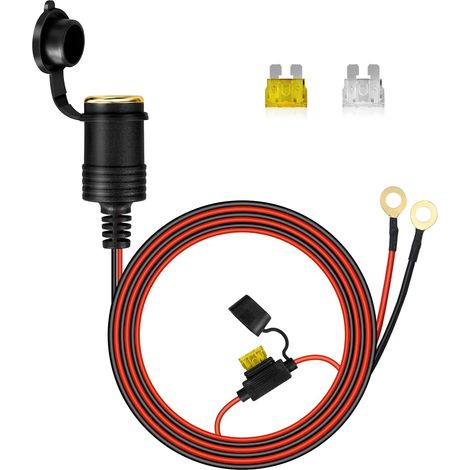 Zigarettenanzünder-steckdose, Zigarettenanzünder-verlängerung 1,2 M/3 Meter, Mit 20 A 25 A Flachsicherungshalter, Wasserdichte 12 V-24 V Zigarettenanzünder-steckdose Für Boot, Motorrad, Auto (1,2 M)