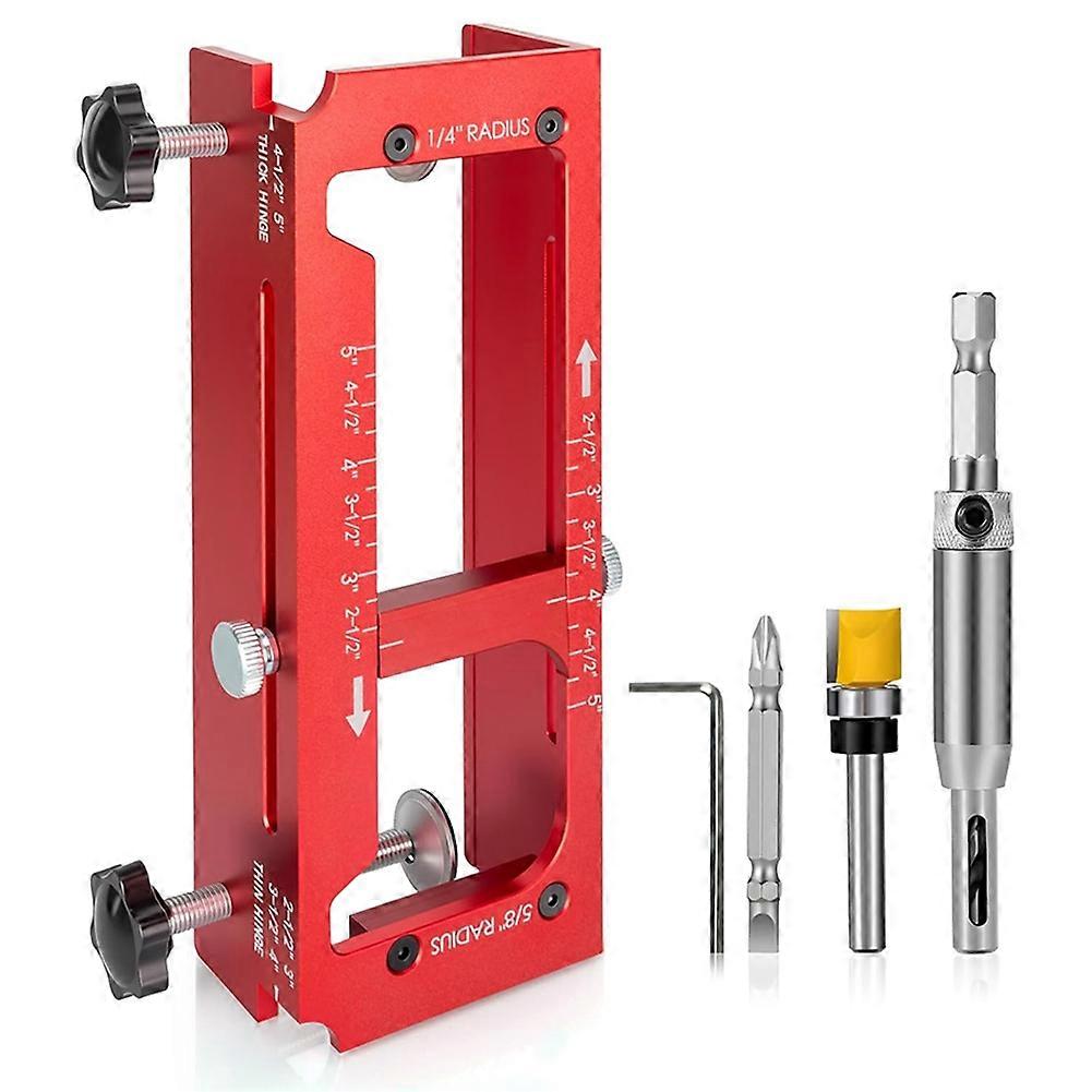 Gabarit De Fraisage Pour Charnières De Porte En Alliage D'Aluminium Avec Échelle, Adapté Aux Longueurs Et Épaisseurs De 2,5 À 5 Pouces, Rayon De 1/4 Et 5/8 Pouce.
