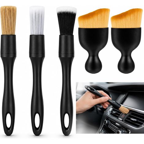 5-teiliges Autoreinigungsbürsten-set, Mikrofaser-reinigungsbürste, Autoreinigungsset, Kratzfrei, Fahrzeugaufbereitung Für Armaturenbrett, Innenraum Und Außenbereich