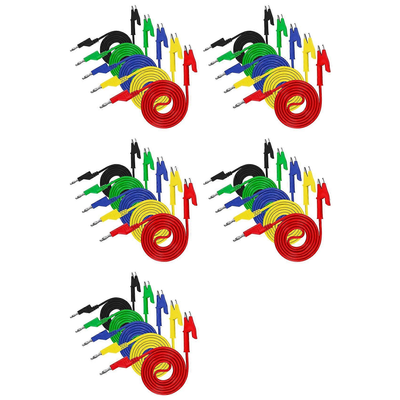 Lot De 25 Cordons De Test Pour Multimètre, Fiches Bananes 4 Mm Et Pinces Crocodiles, Pour Le Test De Câbles Électriques Et De Câbles À Pinces Crocodiles.