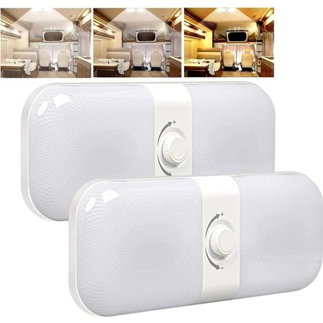 [french Days] 12-v-led-deckenleuchte Für Wohnmobile, Dimmbare Dachleuchten, 12-v-led-lampe Mit Speicherschalter, Warmweißes Gelbes Licht, Für Lkw, Wohnwagen, Wohnmobil (2 Stück)
