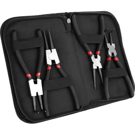 [french Days] 4er-pack 7-zoll-innen-/außen-sicherungsringzangen Hochleistungs-sicherungsringzangen-set Zangen Mit Geraden/gebogenen Backen Zum Entfernen Von Ringen Und Rohren Mit Beutel