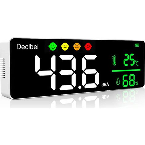 [french Days] Schallpegelmesser 30130 Db, 11 Zoll Lcd, Professioneller Schallpegelmesser, Dezibel-/temperatur-/feuchtigkeitsmesser Mit Alarm Und Usb-kabel Für Zuhause, Büro, Schule, Bar, Fabrik