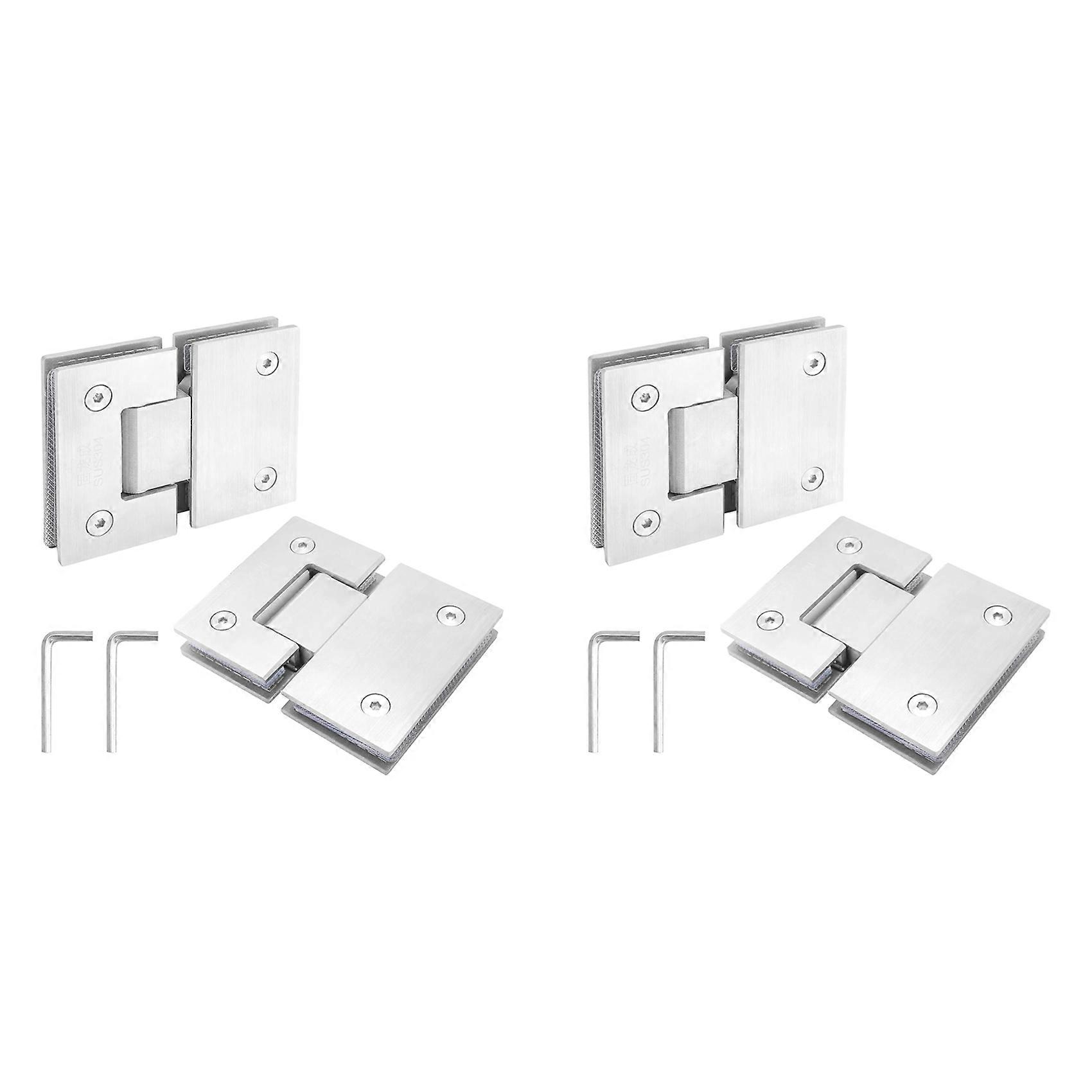 Lot De 4 Charnières De Porte De Douche En Verre Sans Cadre À 180°, Charnières De Porte De Douche En Nickel Brossé, Acier Inoxydable 304 Robuste
