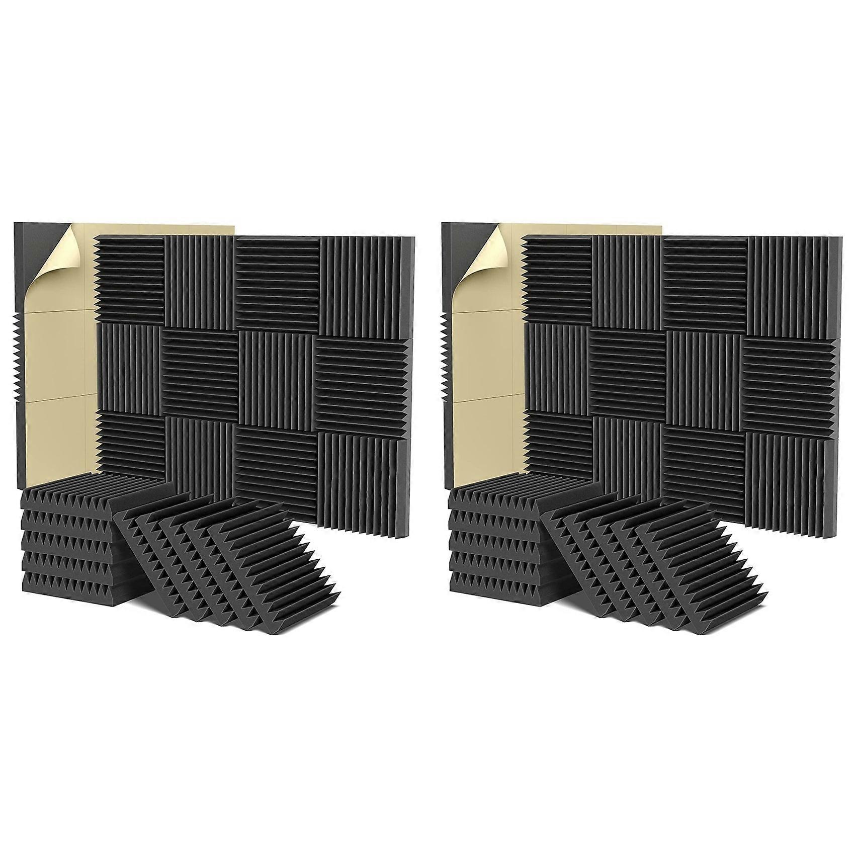 Panneaux En Mousse Acoustique, Panneaux Auto-adhésifs Insonorisants 2 X 12 X 12 Pouces, Panneaux Muraux Insonorisants Haute Densité (paquet De 24)