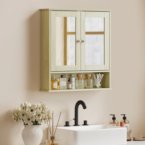 Spiegelschrank 56x13x58 Cm, Naturholz, Doppeltür, Schicke Und Übersichtliche Wandaufbewahrung Fürs Badezimmer
