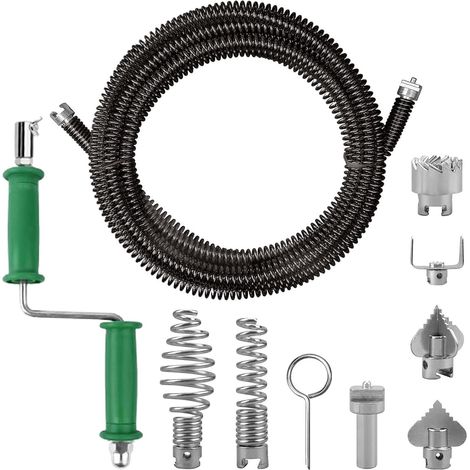 Meter Lange Abflussspirale, 12 Mm Durchmesser, Ausgestattet Mit Manuellen Adaptern Und 6 Schneidköpfen. Ideal Zum Effektiven Reinigen Von Küchenspülen Und Badezimmerabflüssen.