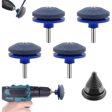 Set Mit 4 Rasenmähermesserschärfern – Universell Für Elektrische Handbohrmaschinen
