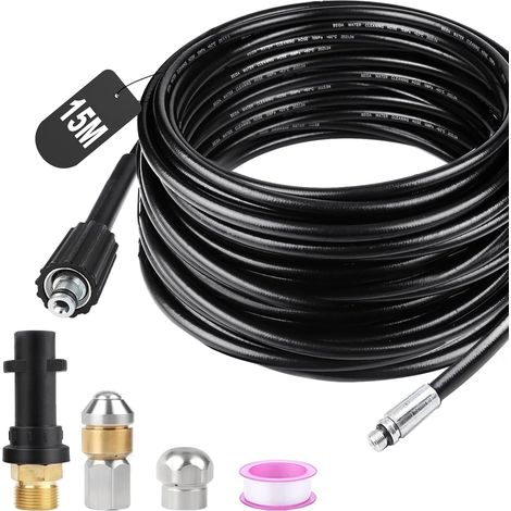 Hochdruck-rohrreinigungsschlauch 20 M 180 Bar – Flexibler Schlauch Mit Strahl- Und Rotationsdüse – Adapter Für Kärcher K2-k7