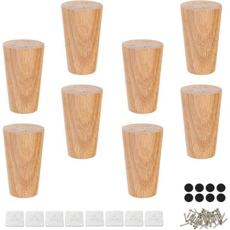 8 Stück Badezimmermöbelbeine, Massivholz-holzmöbelbeine, 8 Cm Möbelbeine, Mit Befestigungsplatte Und Schrauben Möbelfüßen, Für Sofa, Bett, Kleiderschrank, Stuhl, Tisch
