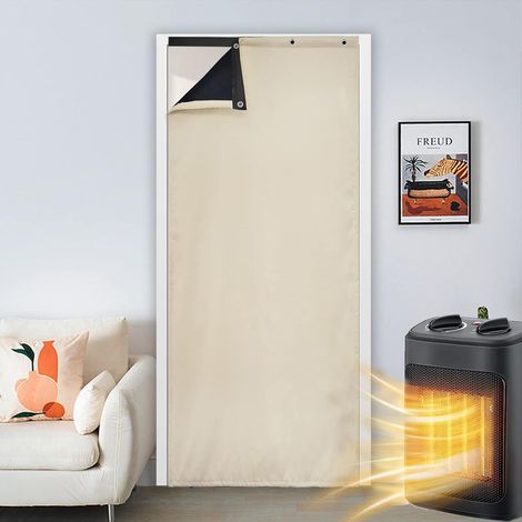 90 X 260 Cm, Beige, Wärmeisolierter Türvorhang, Anti-kälte-hitze-verdunklungsvorhänge, Wasserdicht, Winddicht, Raumteiler Für Flure, Türen