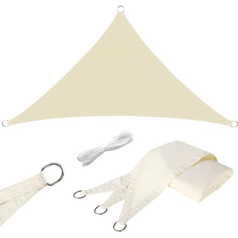 Dreieckiges Sonnensegel, 3,6 X 3,6 X 3,6 M, 180 G/m² Oxford-polyester Und 95 % Uv-schutz, Reißfest, Wasserdicht, Für Garten, Balkon, Terrasse, Terrasse, Camping, Beige