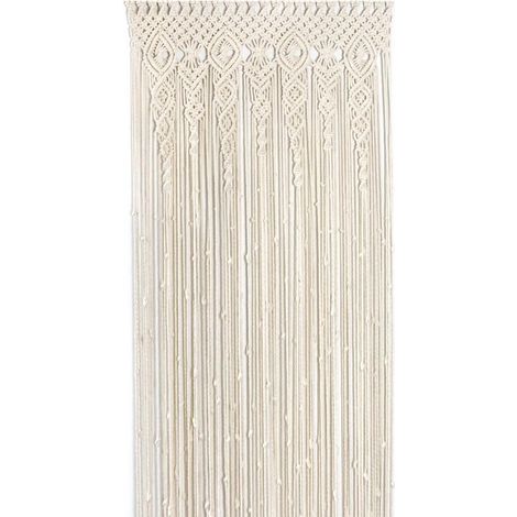 Galozzoit – Beiger Makramee-vorhang 90 X 180 Cm – Strapazierfähiges Polyester – Dekorativer Raumteiler – Retro-bohemian-stil