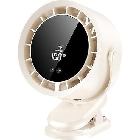 Honornic – Schreibtischventilator Mit 100 Geschwindigkeiten, Belüftung, Digitalanzeige, Turbo, Wand, Tisch, Beige