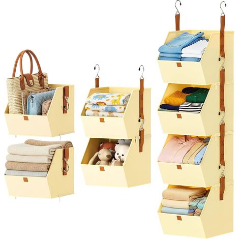 Hängendes Kleiderschrank-regal, 4 Etagen, Faltbares Hängeregal Für Schrank Mit Metallhaken, Platzsparend, Faltbar, Zur Aufbewahrung Von Kleidung, Organizer, Kleiderschrank, Kleidung