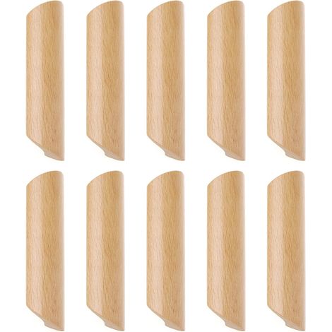 Kcvv – Set Mit 10 Schrankgriffen Aus Massivem Buchenholz – Fächerform – Mittenabstand 160 Mm – Breite 26 Mm – Schrauben Im Lieferumfang Enthalten