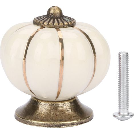 Keramik-türgriffknopf, Kürbis-beige, 35 Mm, 1 Stück, Zinklegierung, Für Schrank, Schlafzimmer, Dekoration, Europäischer Rustikaler Stil